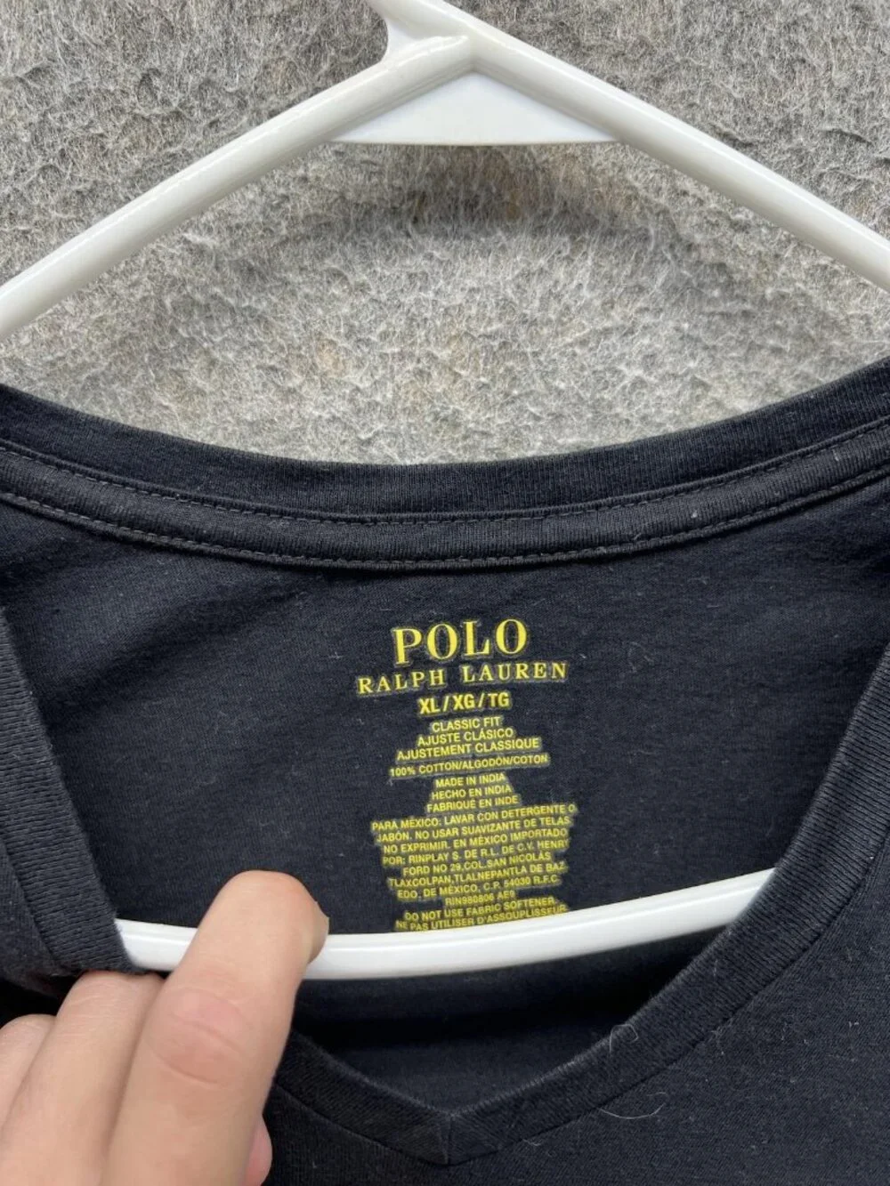 Polo Ralph Lauren Shirt Men XL Black V-Neck Classic Fit Tagless Cotton Tee